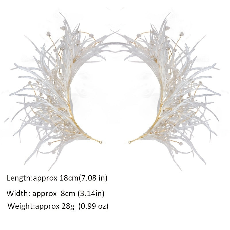 Feather Headband Crystal Pearl Hairpins Bridal Hair Jewelry