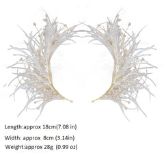 Feather Headband Crystal Pearl Hairpins Bridal Hair Jewelry