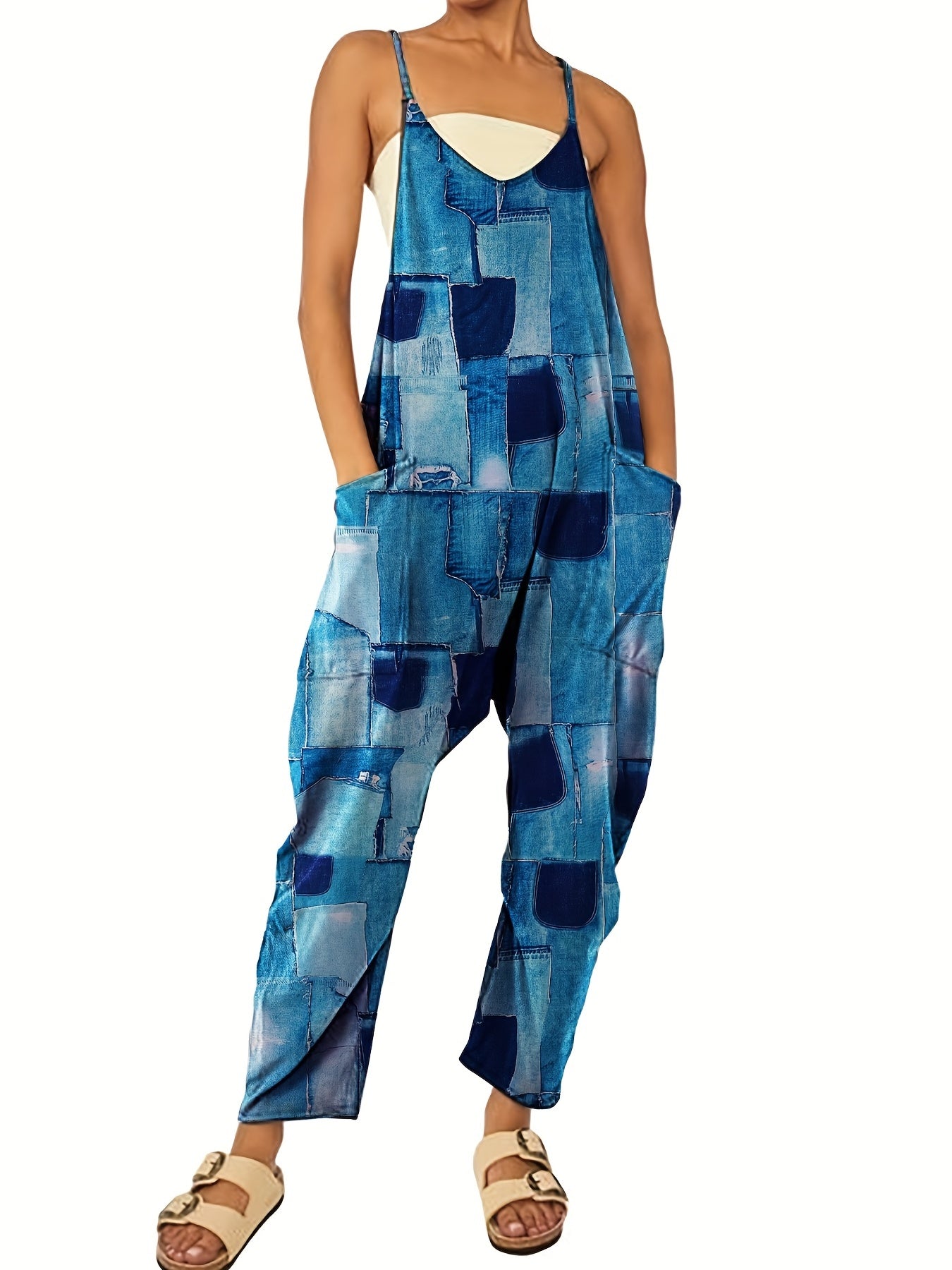 Sleeveless Cami Jumpsuit Casual Women's Clothing