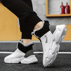 Men's Cozy Lace up Sneakers Warm Walking Shoes