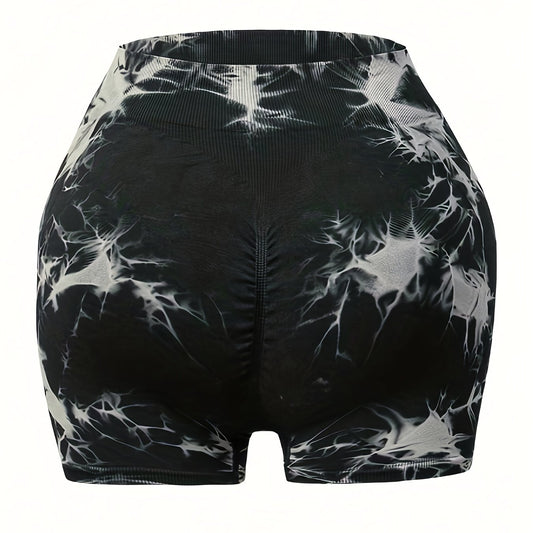 High Waist Tie Dye Yoga Shorts for Women