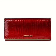Women's Leather Wallet Large Capacity Phone Bag & Coin Purse Red