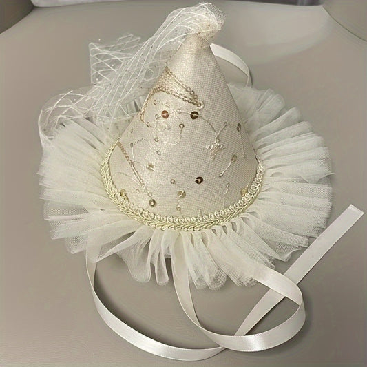 Princess Birthday Hair Accessory with Sequins and Tulle Veil
