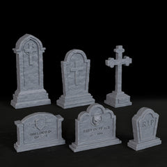 3DMAGIC 6 Gravestone Miniatures for RPGs ABS Terrain Pieces for TTRPGs