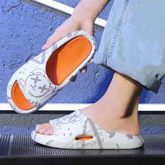 Women's Cartoon House Slippers Open Toe Bathroom Slides