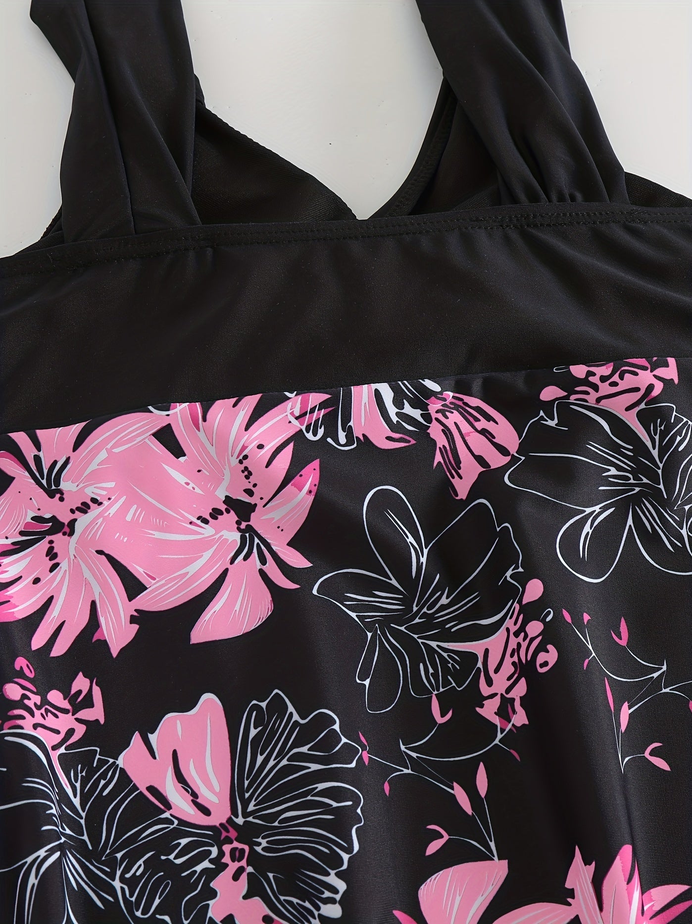 Floral Print V Neck 2 Piece Tankini Swimsuit Women's Swimwear