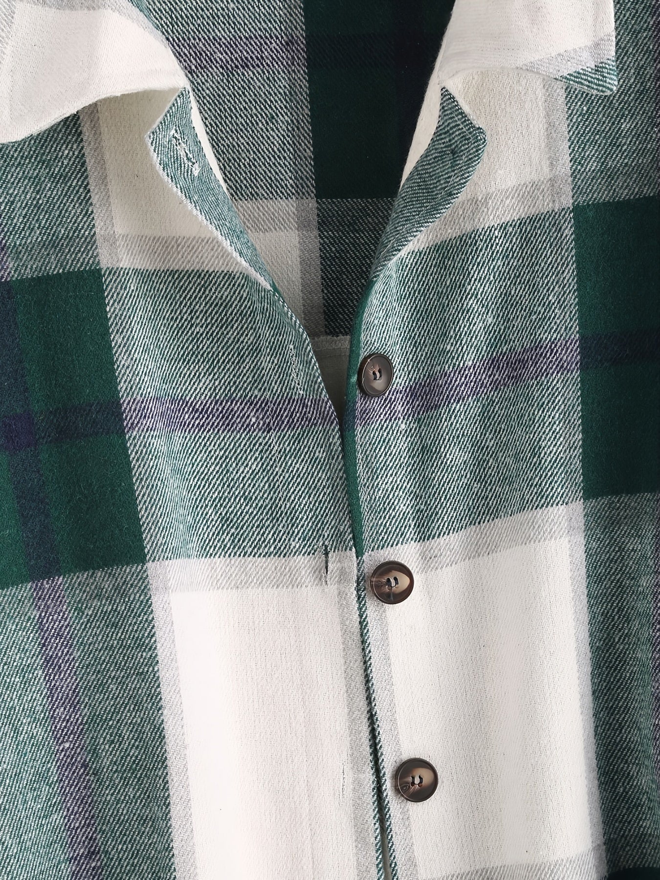 Olive Green Plaid Shirt Jacket Long Sleeve Casual Shacket