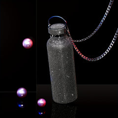 Rhinestone Stainless Steel Water Bottle with Chain