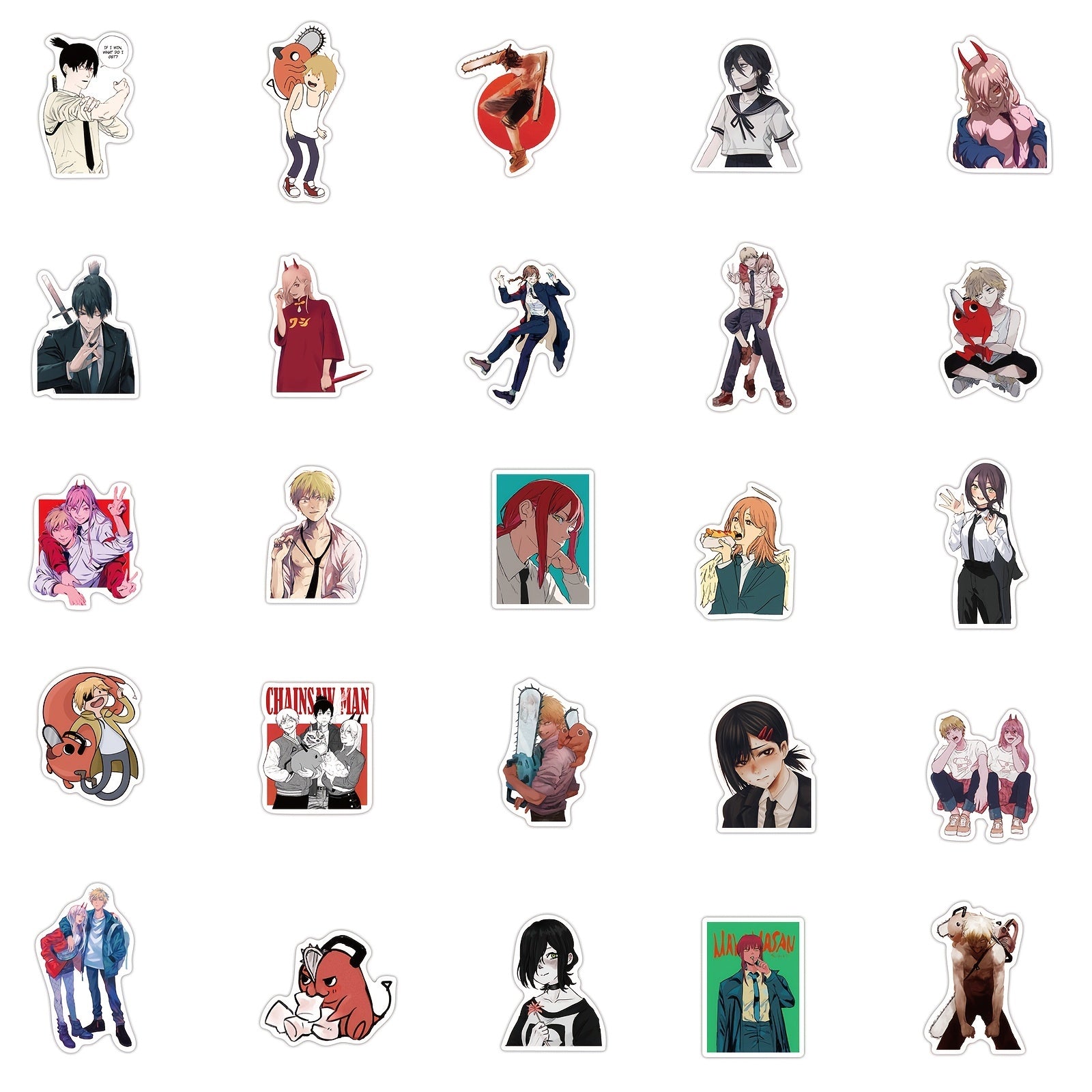 50pcs Chainsaw Man Denji Power Stickers Waterproof Graffiti Decals