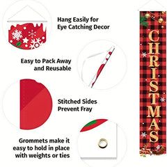 2pcs Christmas Decor Merry Christmas Banner Porch Sign Happy Year Pl