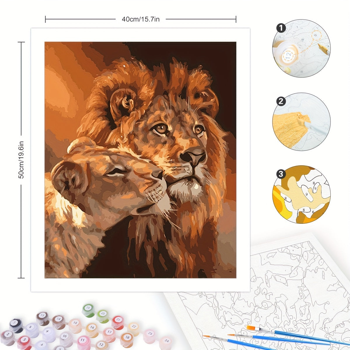 Paint By Numbers For Adults Beginners DIY Lion Animals Gift Canvas Painting