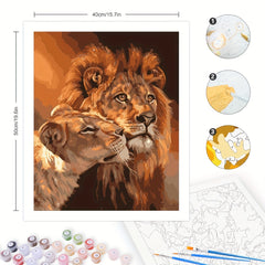 Paint By Numbers For Adults Beginners DIY Lion Animals Gift Canvas Painting