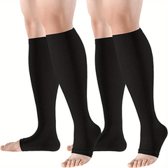 Copper Compression Socks 2 Pairs Open Toe Calf Socks 20-30 mmH