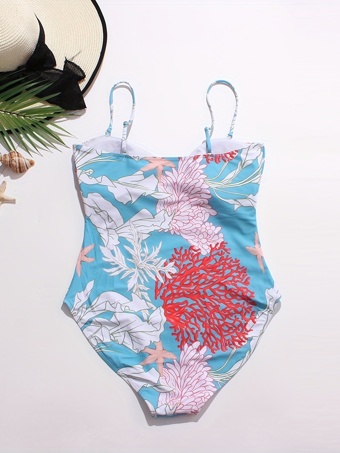 Coral Print Cut Out One Piece Swimsuit