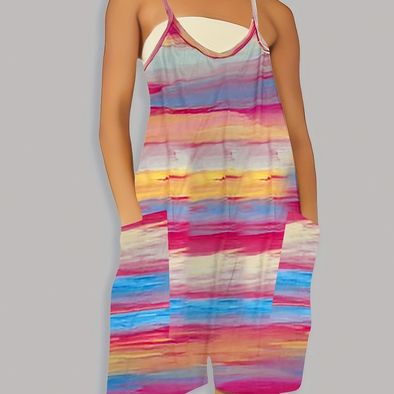 Spaghetti Romper Jumpsuit with Pockets
