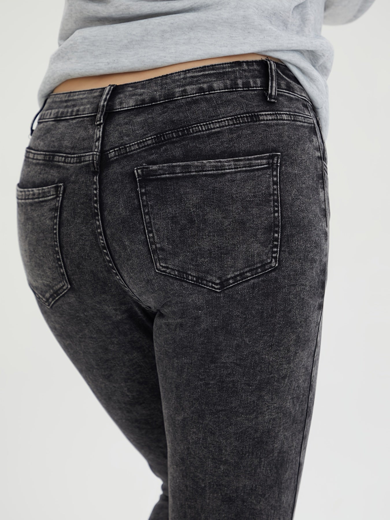 Ripped Button Fly High Stretch Jeans