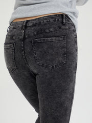 Ripped Button Fly High Stretch Jeans