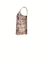 Floral Print V Neck Tank Top Women's Casual Sleeveless Summer Top