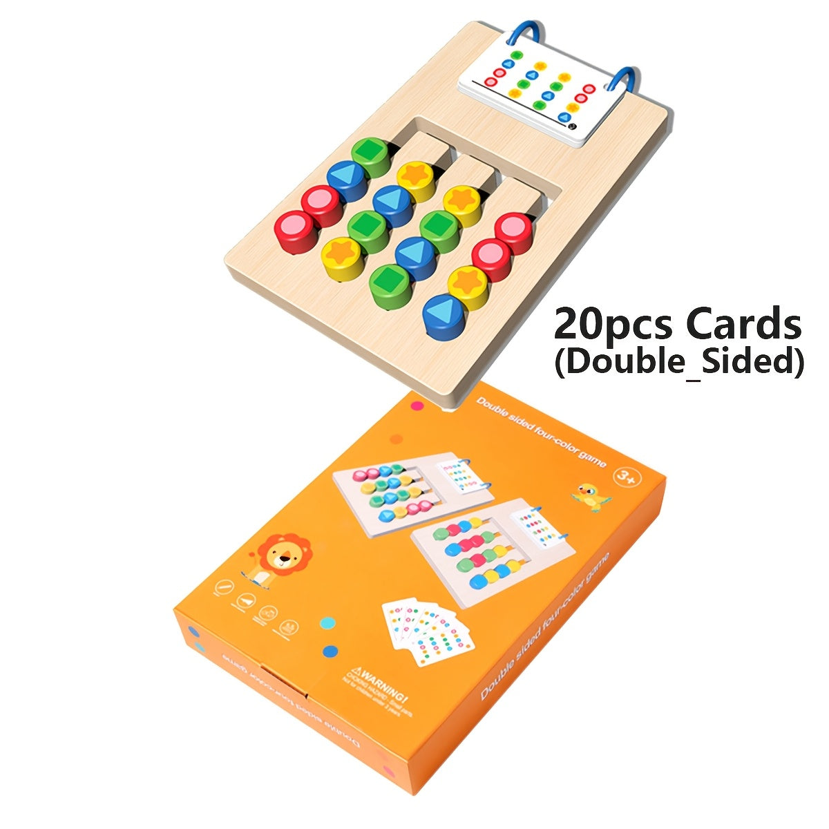 BEYTOON Shape Matching Wooden Toy Dual Sided Board Game for Youngsters 3