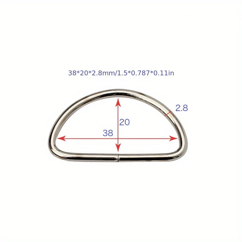 100pcs DIY Clothing Metal D-ring Accessories Silver D Buckle