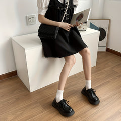 Women's Platform Loafers Lace Up Faux Leather Shoes Comfortable
