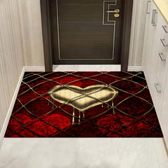 Decorative Rug Lattice Print Washable Carpet Living Room Bedroom Decor