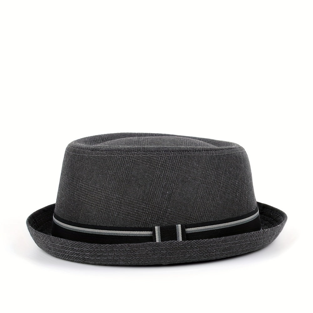 Men Fedora Hat Flat For Gentleman Dad Bowler Hand Wash