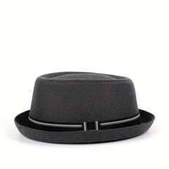 Men Fedora Hat Flat For Gentleman Dad Bowler Hand Wash