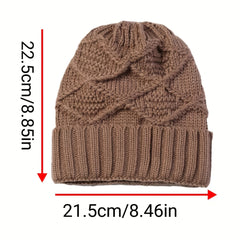 Men's Winter Jacquard Beanies Argyle Pattern Warm Hat