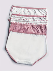 4 Heart Print Briefs High Waist Stretchy Intimates Panties Women's Lingerie