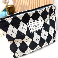 Diamond Pattern Makeup Bag Portable Travel Storage Bag Zippered Toiletry Bag