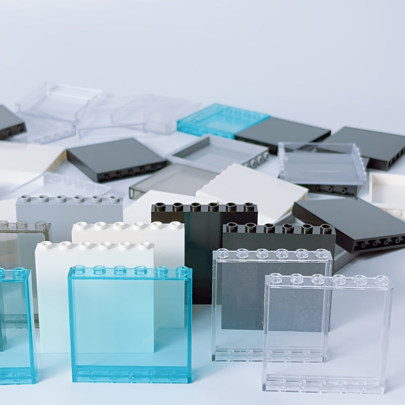 9pc Transparent Bricks Clear Panel City Building Blocks 1X6 Dot Decor Toys