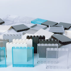 9pc Transparent Bricks Clear Panel City Building Blocks 1X6 Dot Decor Toys