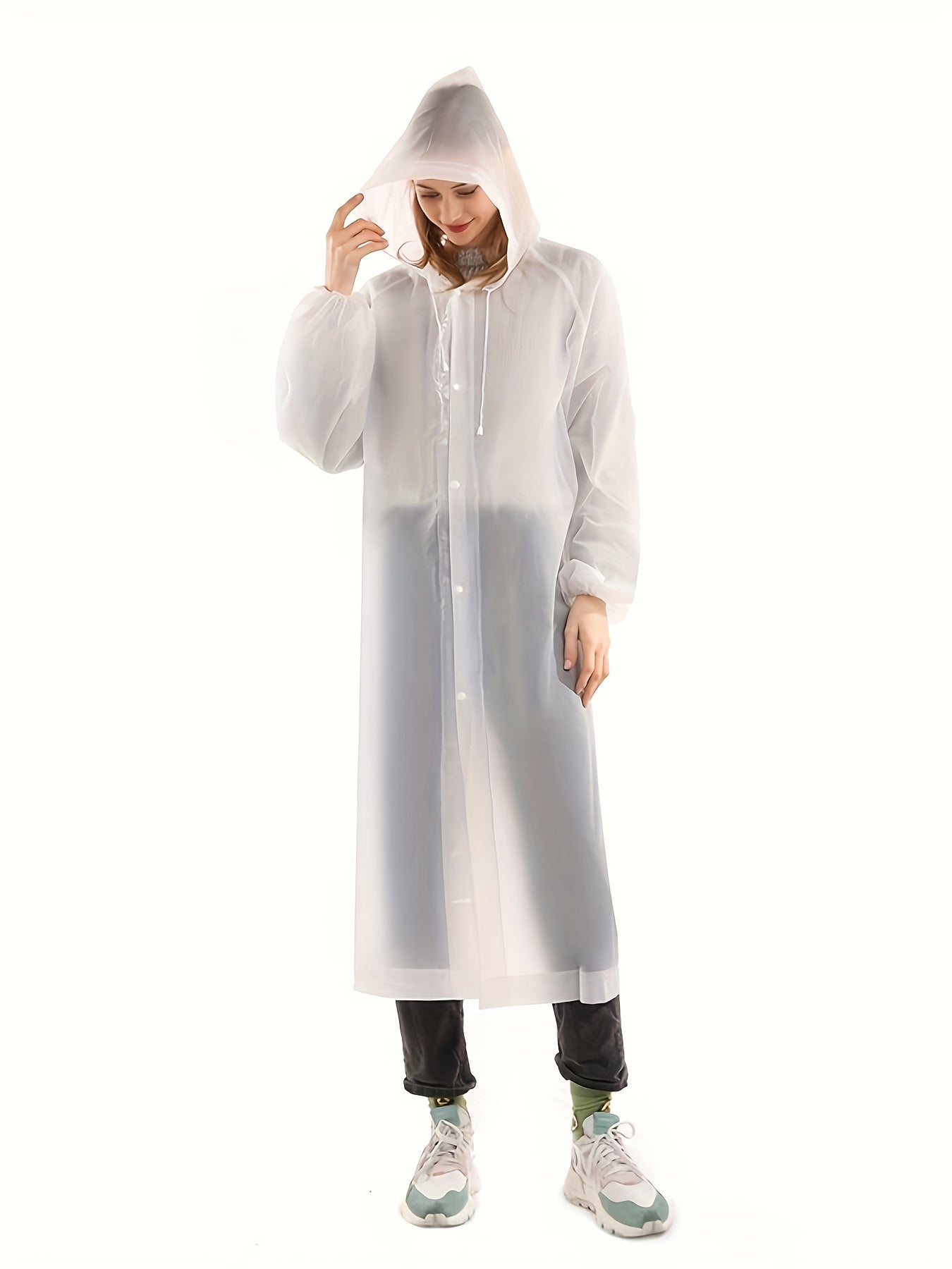 Portable Reusable Colorful Raincoat Hooded