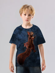 3D Print Squirrel Posture T-shirt Kids Street Wear