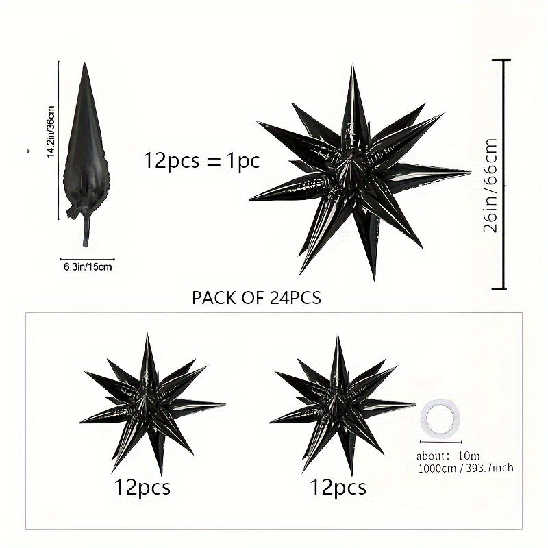 24pcs 26 inch Exploding Star Foil Balloon Conical Balloon Combo for Party Decor