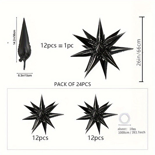 24pcs 26 inch Exploding Star Foil Balloon Conical Balloon Combo for Party Decor
