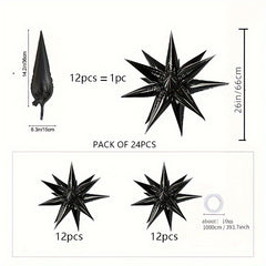 24pcs 26 inch Exploding Star Foil Balloon Conical Balloon Combo for Party Decor