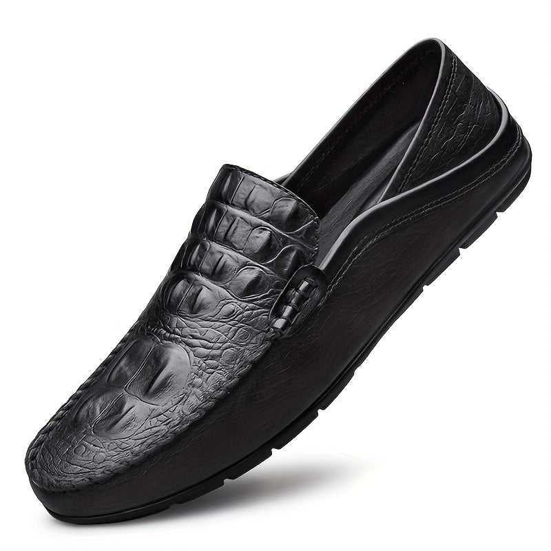 Men's Crocodile Pattern Loafer Shoes Non Slip Casual Comfort