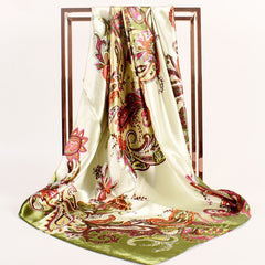 Vintage Silk Scarf Thin Satin Large Shawl Head Wrap
