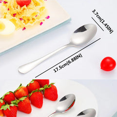 2pcs Mirror Polished Stainless Steel Dinner Spoons Set for Eating Soup