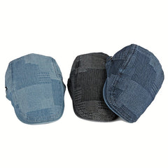 Washed Denim Men Hats Autumn Beret Caps Irish Buckle Cabbie Hat