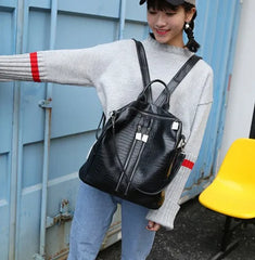 Women PU Leather Backpack Female Leisure Travel Bag