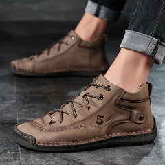 Men's Lace up Boots Casual Walking Shoes PU Leather High Top