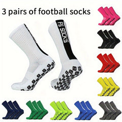 3 Pairs Men's Mid Calf Sport Socks Absorb Sweat Comfy Breathable Socks