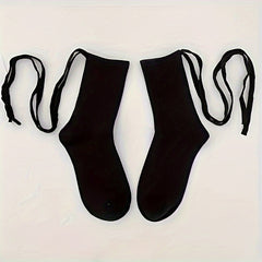 Solid Strappy Socks Comfy & Breathable Women's Stockings