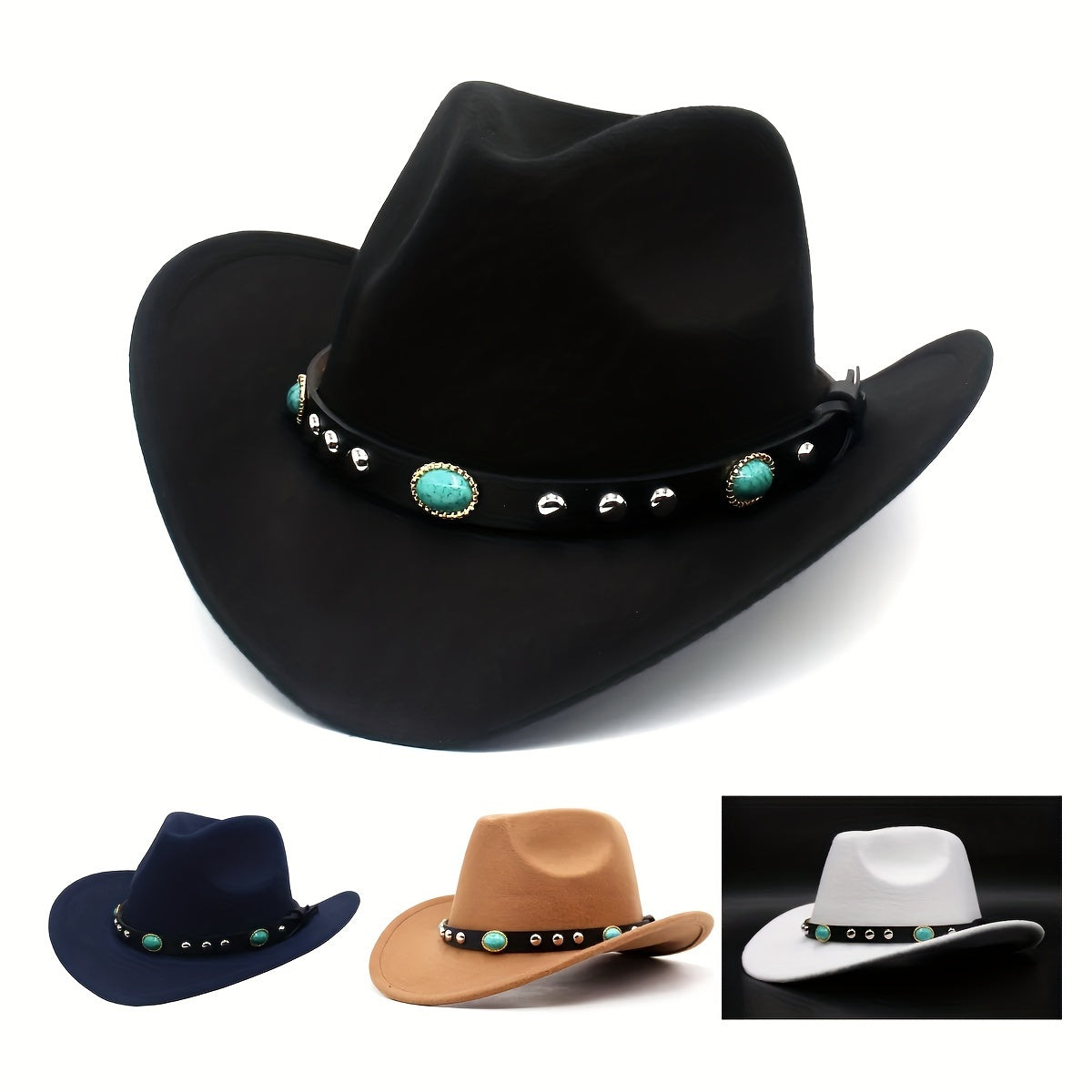 Western Cowboy Hat Jazz Hat Ethnic Style Felt Hat Cowgirl Fedora