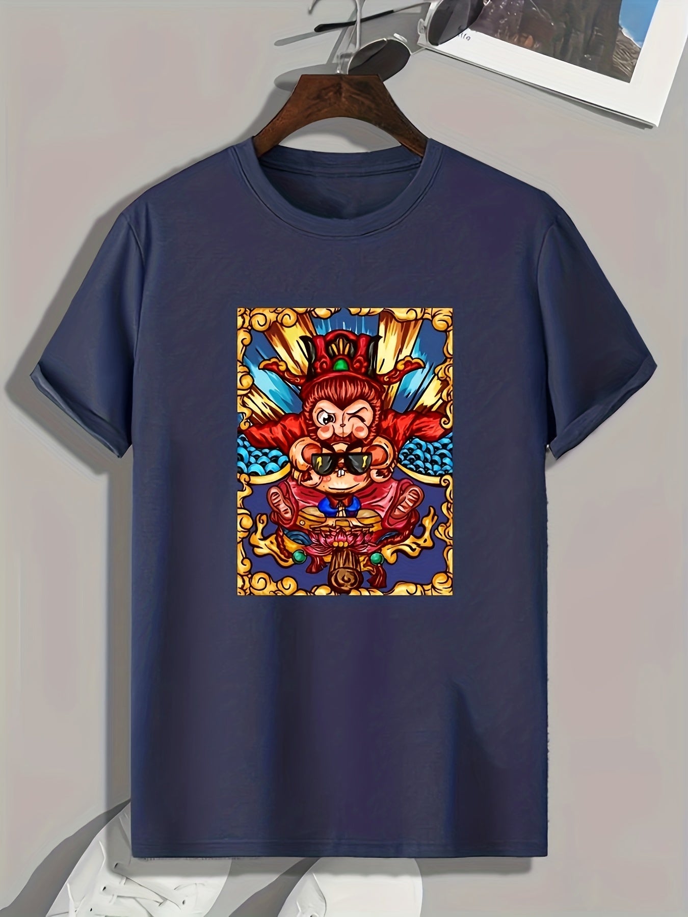 Cartoon Print Men's Graphic T-shirt for Summer