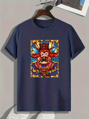 Cartoon Print Men's Graphic T-shirt for Summer
