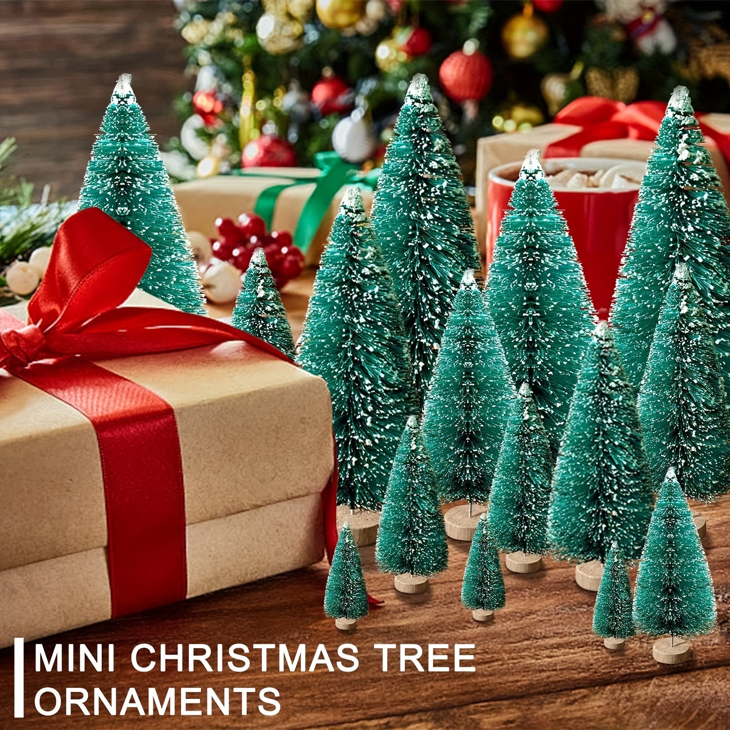 5pcs Mini Xmas Trees Artificial in 5 Sizes with Base